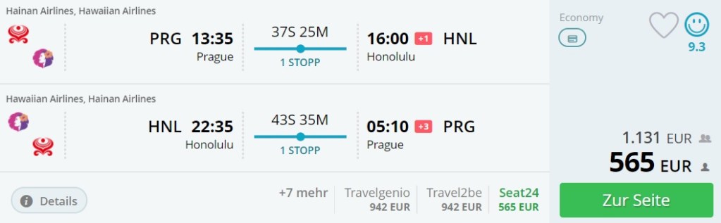 cheap flights prague hawaii