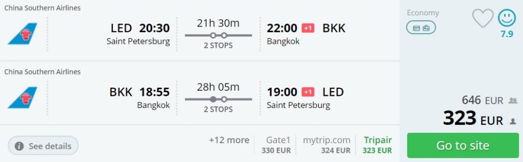 cheap flights saint petersburg bangkok thailand