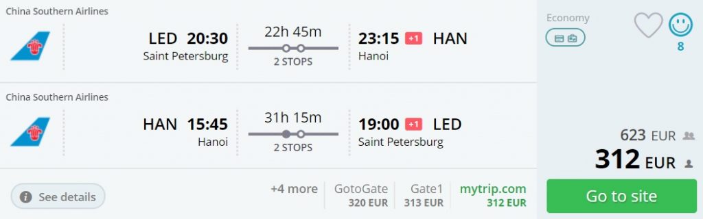 cheap flights saint petersburg vietnam