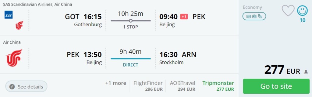 cheap flights sweden bejing china
