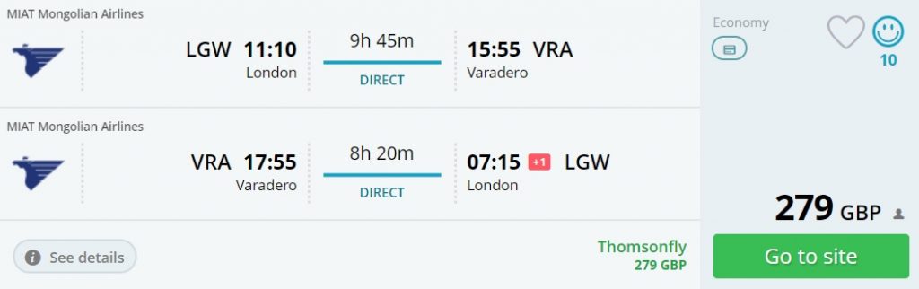 direct flights uk cuba