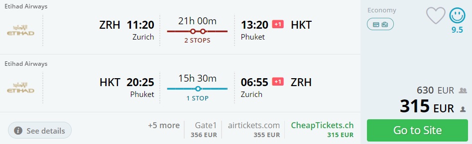 etihad airways flights to phuket from zurich
