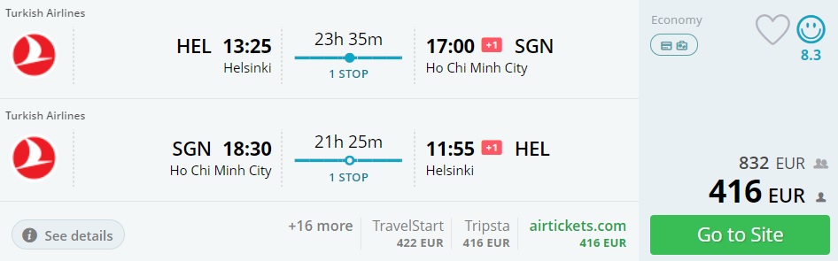 helsinki to vietnam