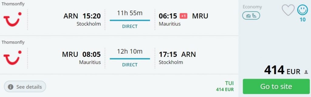 last minute flights stockholm mauritius