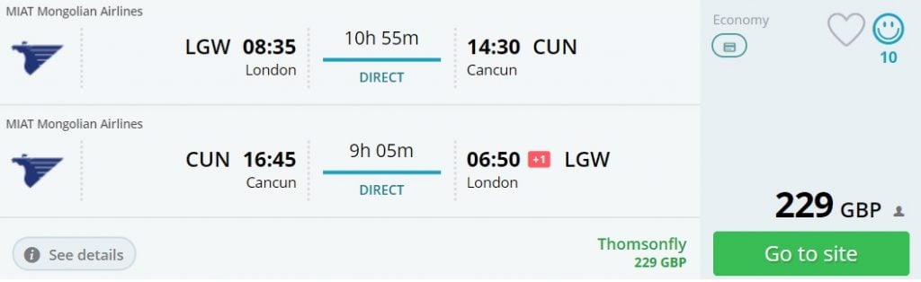 london to cancun