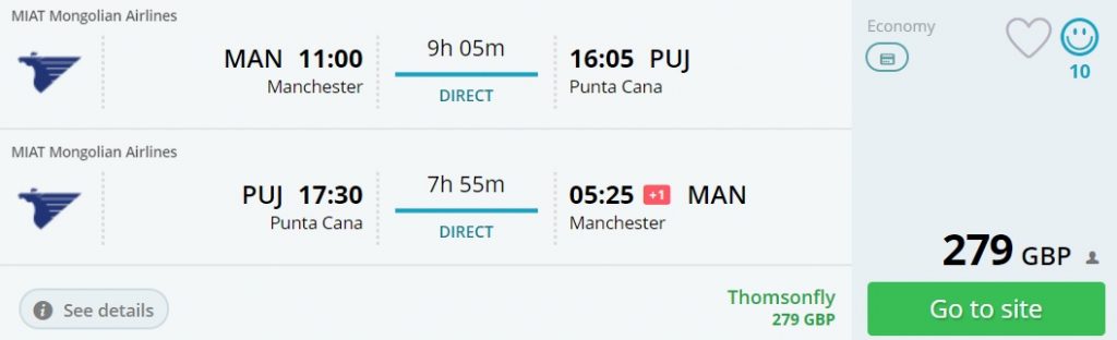 non stop flights manchester punta cana