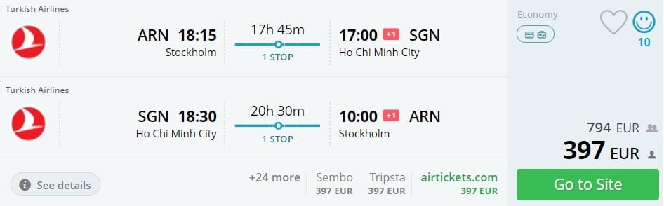 stockholm to vietnam