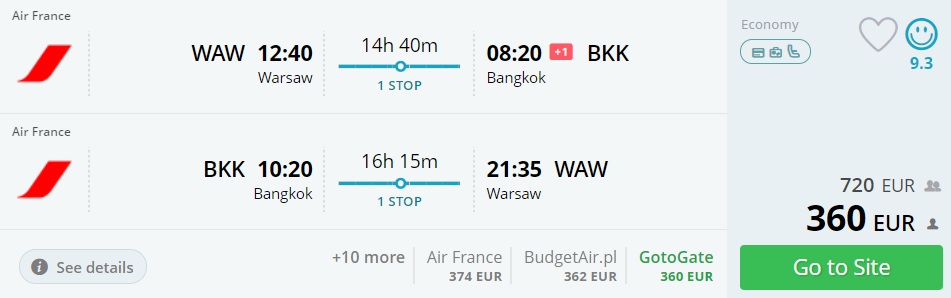 warsaw bangkok thailand airfrance