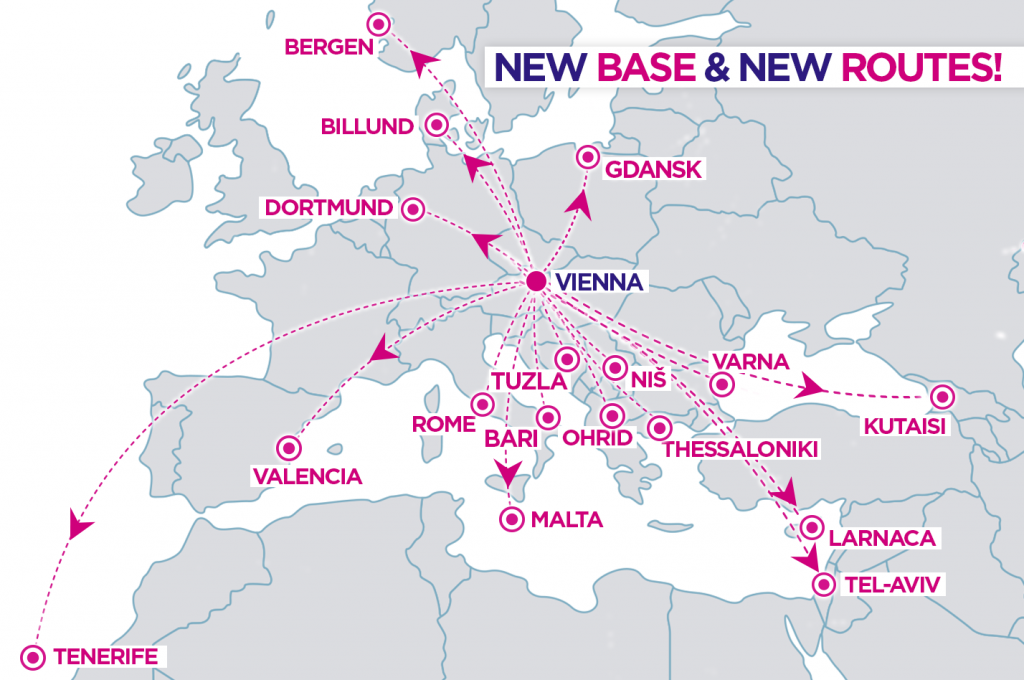 wizzair new route vienna austria