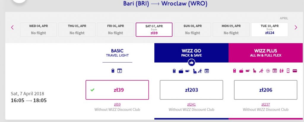 wroclaw to bari