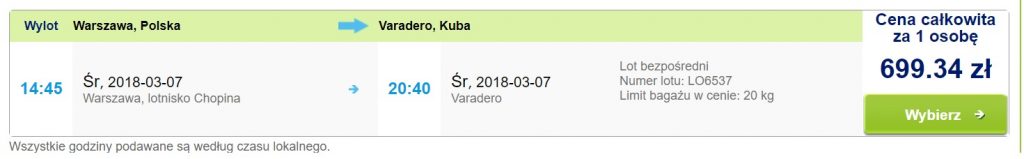 Cheap flights to CUBA from Warsaw
