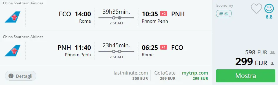 cheap flights from rome to south east asia