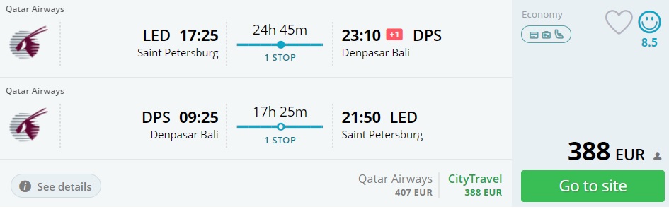 cheap flights from saint petersburg to bali