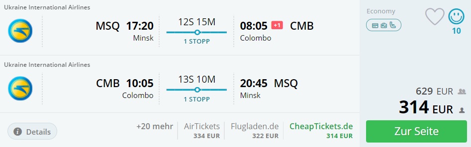 cheap flights minsk colombo