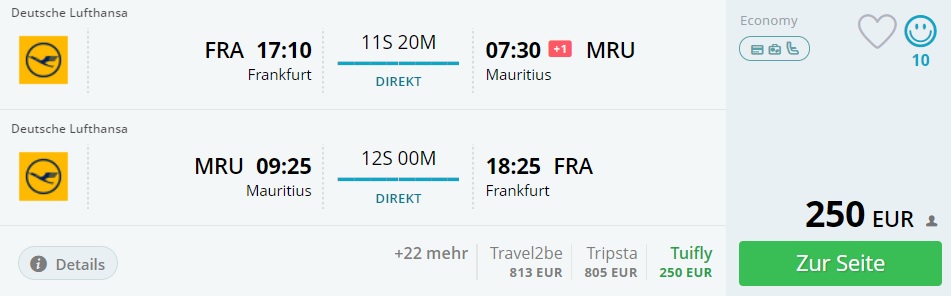 direct flights frankfurt mauritius