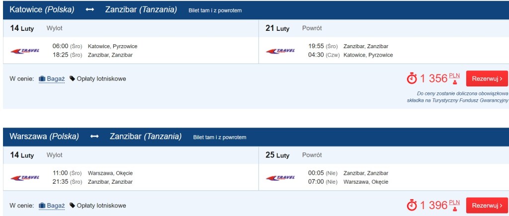 last minute flights to zanzibar from poland
