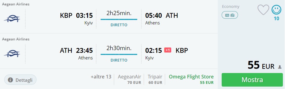 non stop flights kyiv athens