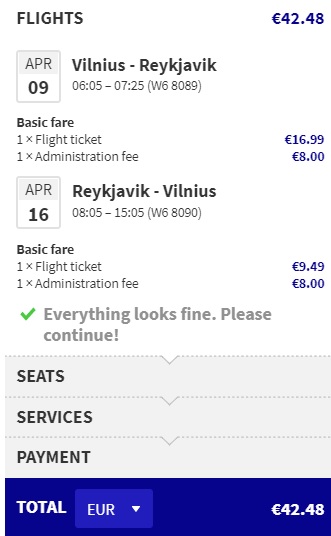 vilnius to reykjavik