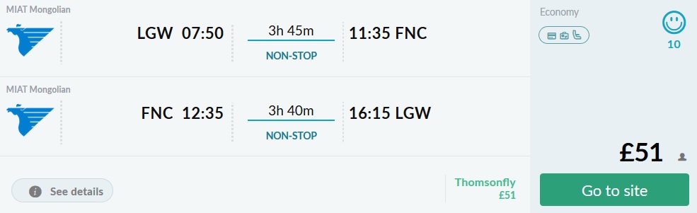 Cheap Non-Stop flights to Madeira from the UK