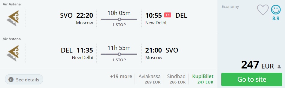 cheap flights moscow delhi india