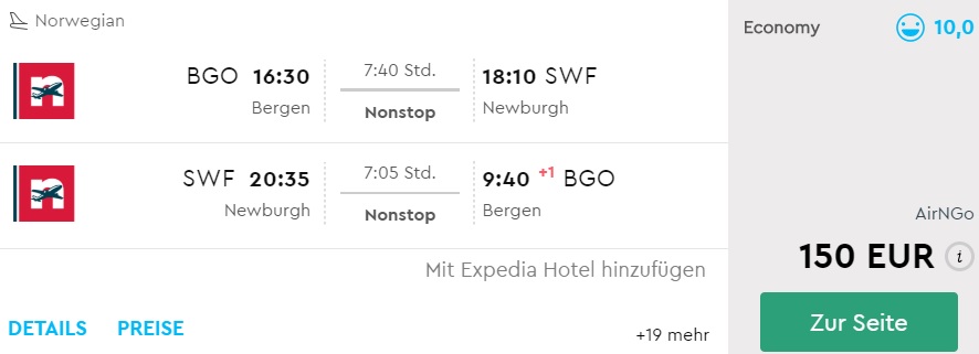 direct flights from bergen norway to new york