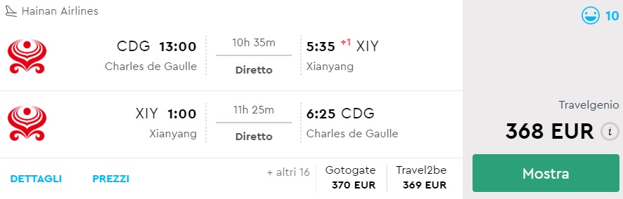 direct flights paris xian china