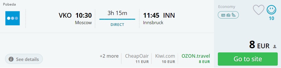 flight moscow innsbruck