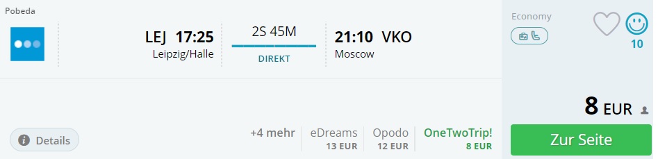 flights from leipzig to moscow