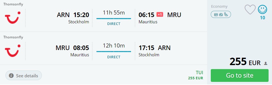 last minute flights stockholm mauritius
