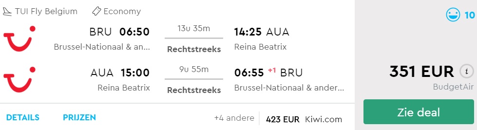 Cheap flights from Brussels to ARUBA
