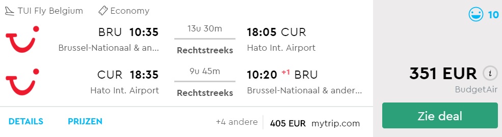Cheap flights from Brussels to CURACAO