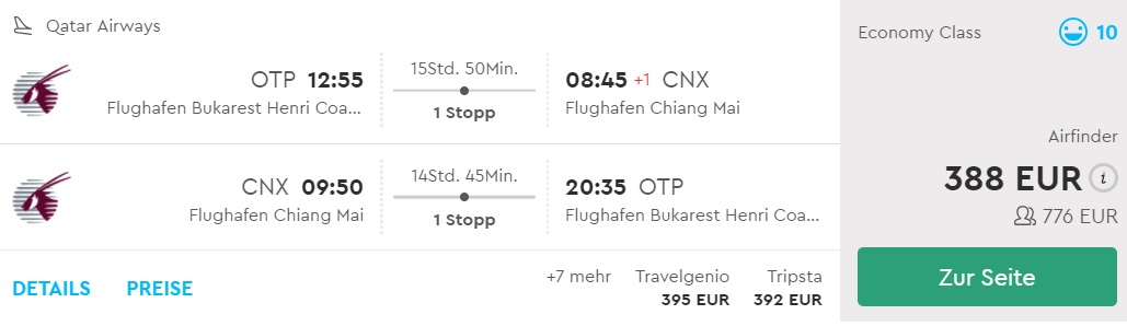 cheap flights bucharest thailand chiang mai