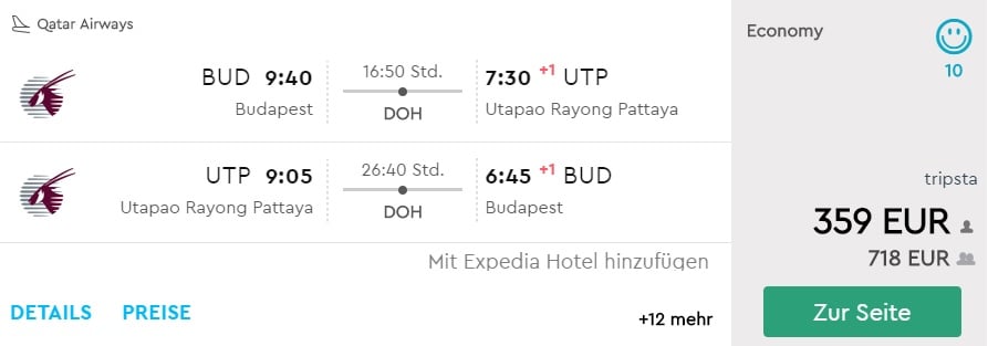 cheap flights from budapest to pattaya thailand