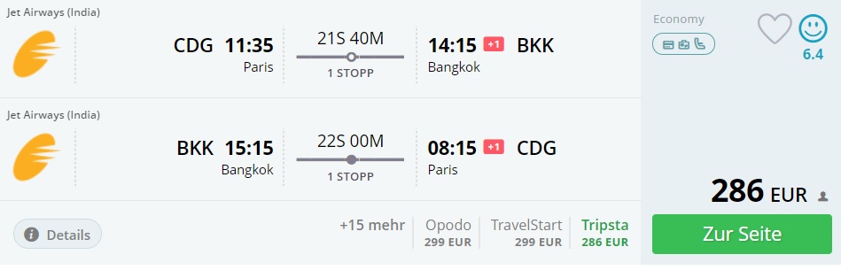 cheap flights from paris to bangkok thailand