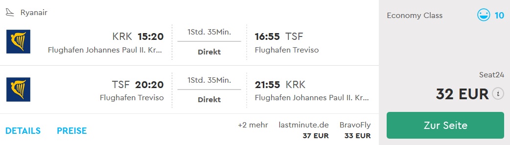 cheap flights krakow venice