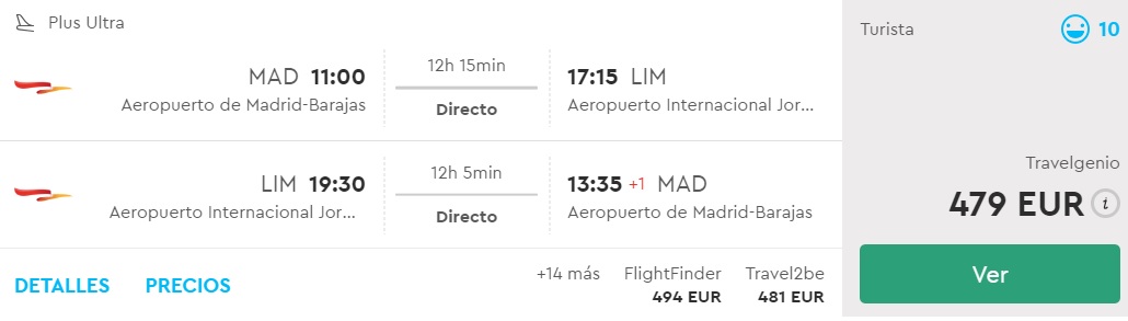 direct flights madrid peru lima
