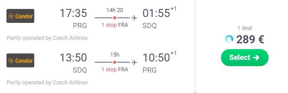 fly from the prague to the dominican republic