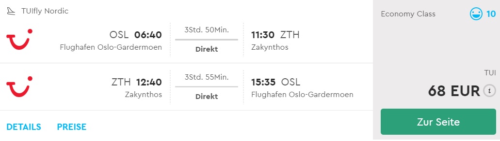 LAST MINUTE flights Oslo ZAKYNTHOS