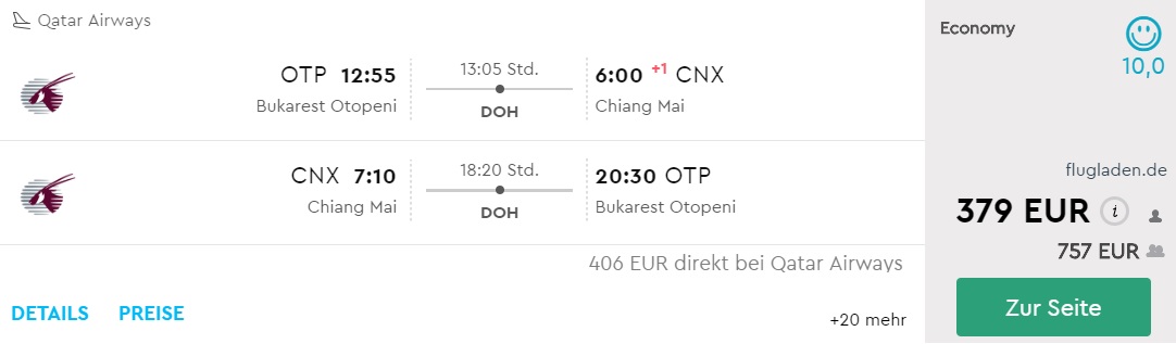 cheap flights from bucharest to chiang mai thailand