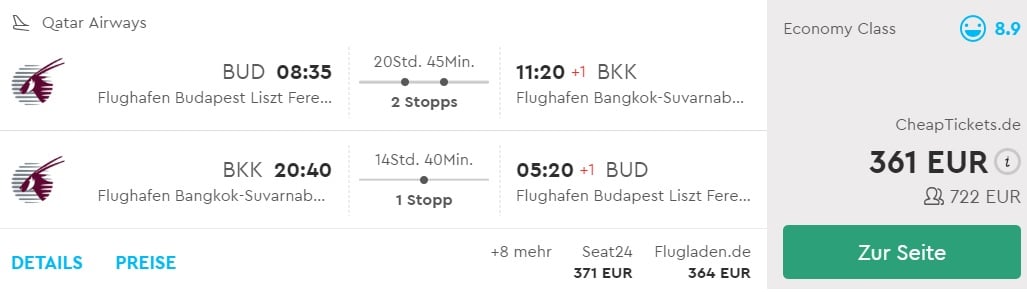 cheap flights from budapest to thailand qatar airways