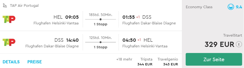 cheap flights helsinki dakar senegal