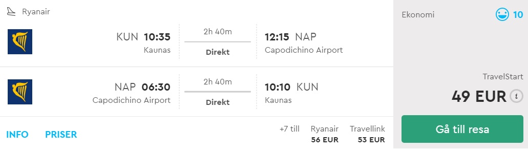 cheap flights lithuania naples
