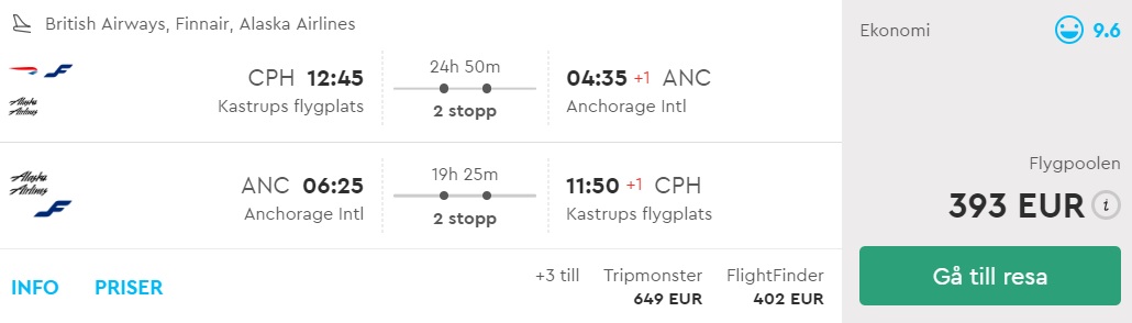 cheap flights to alaska from denmark
