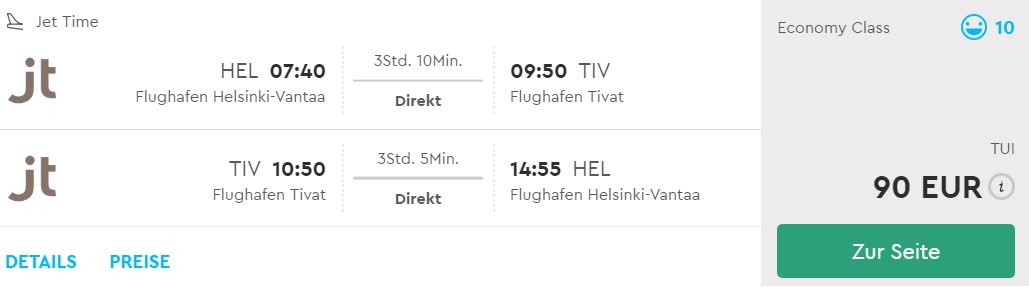 last minute direct flights helsinki montenegro