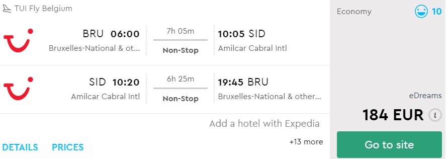 last minute flights from brussels to cape verde