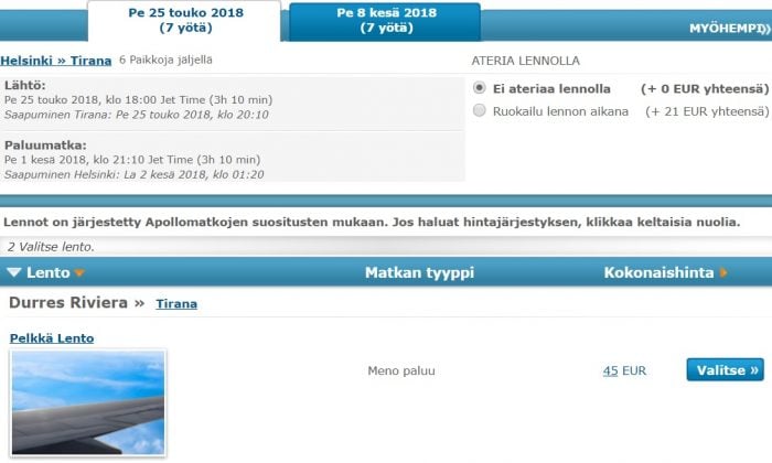last minute flights helsinki albania