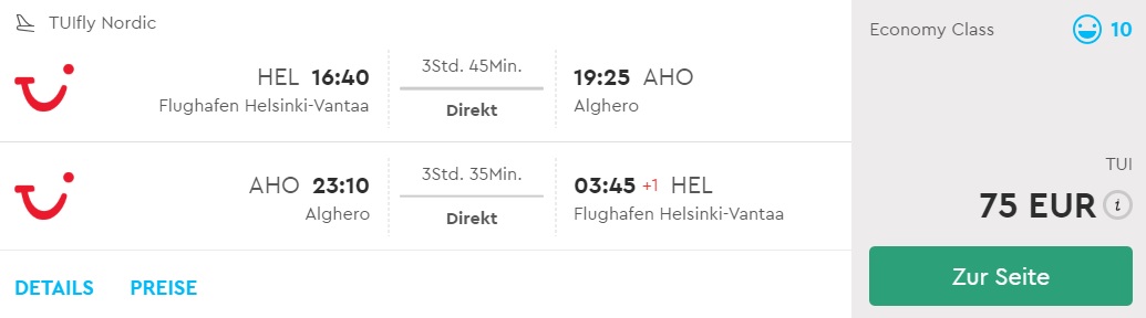 last minute flights helsinki sardinia