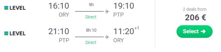 CHEAP Non-Stop flights from Paris to GUADELOUPE
