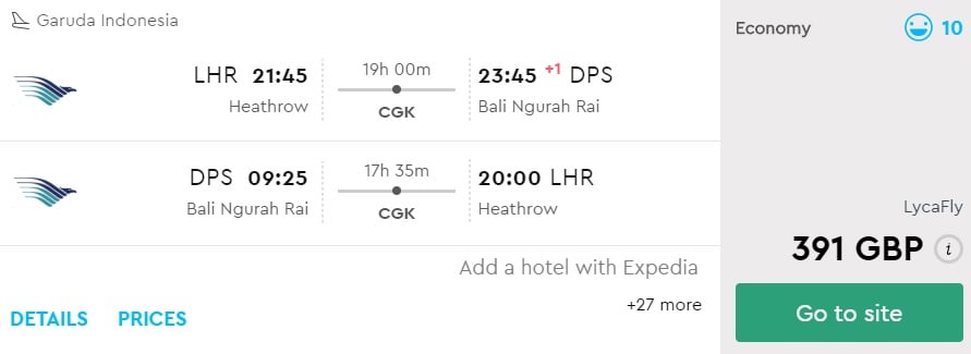 cheap flights from london to bali