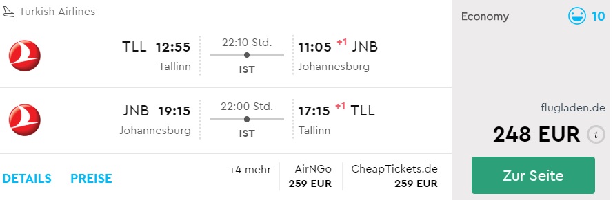 error fare cheap flights to south africa from tallinn